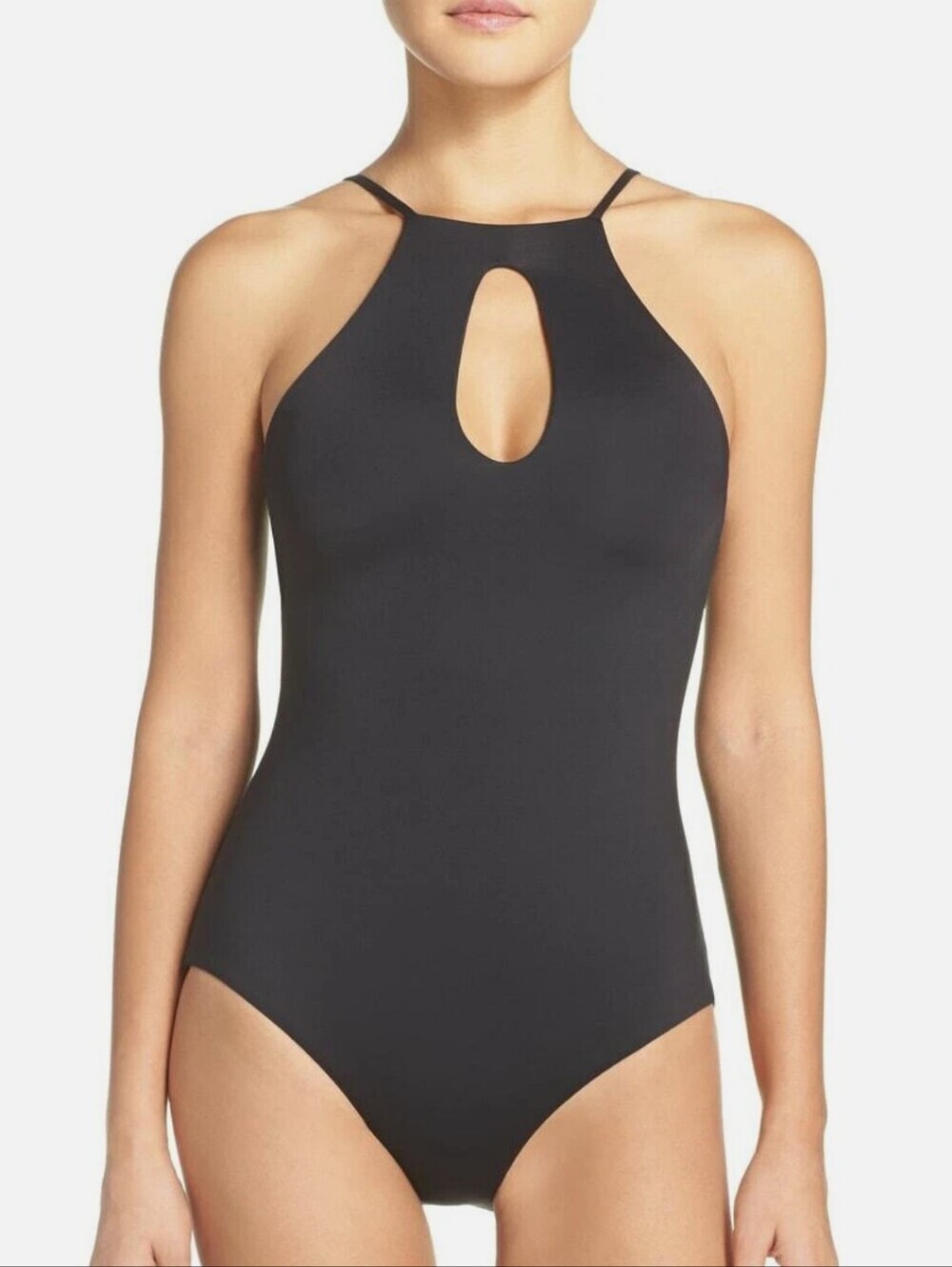 Becca Women's High Neck Front Cutout Black One Piece Swimsuit Size XL